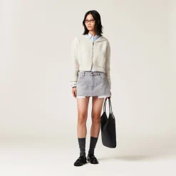 Grey Denim Miniskirt | Miu Miu