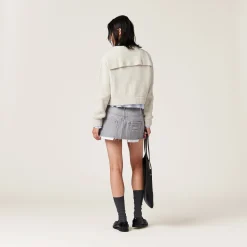 Grey Denim Miniskirt | Miu Miu