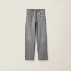 Grey Denim Pants | Miu Miu