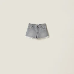 Grey Denim Shorts | Miu Miu