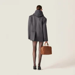 Grey Double-breasted Velour Jacket | Miu Miu