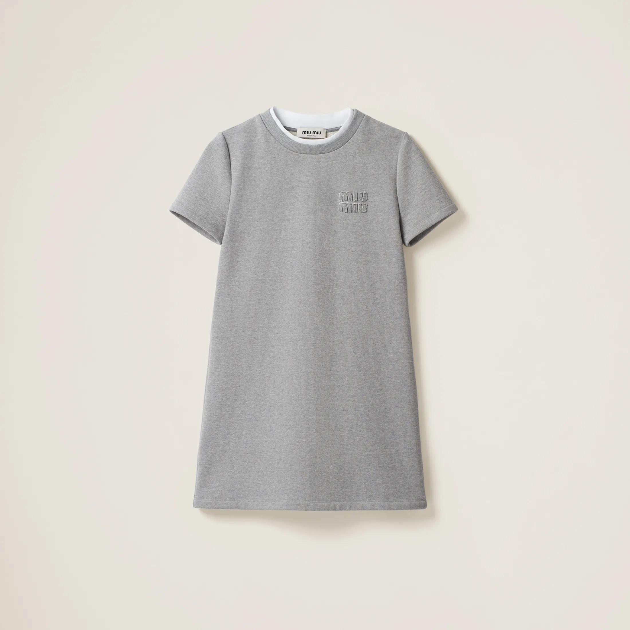 Grey Embroidered Cotton Fleece Dress | Miu Miu