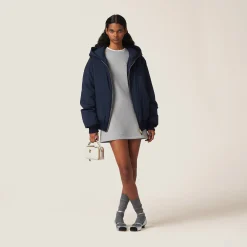 Grey Embroidered Cotton Fleece Dress | Miu Miu