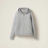 Grey Embroidered Cotton Hoodie | Miu Miu