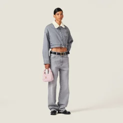 Grey Embroidered Denim Blouson Jacket | Miu Miu