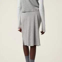 Grey Ribbed Jersey Skirt | Miu Miu