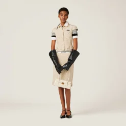 Grey Ribbed Jersey T-shirt | Miu Miu