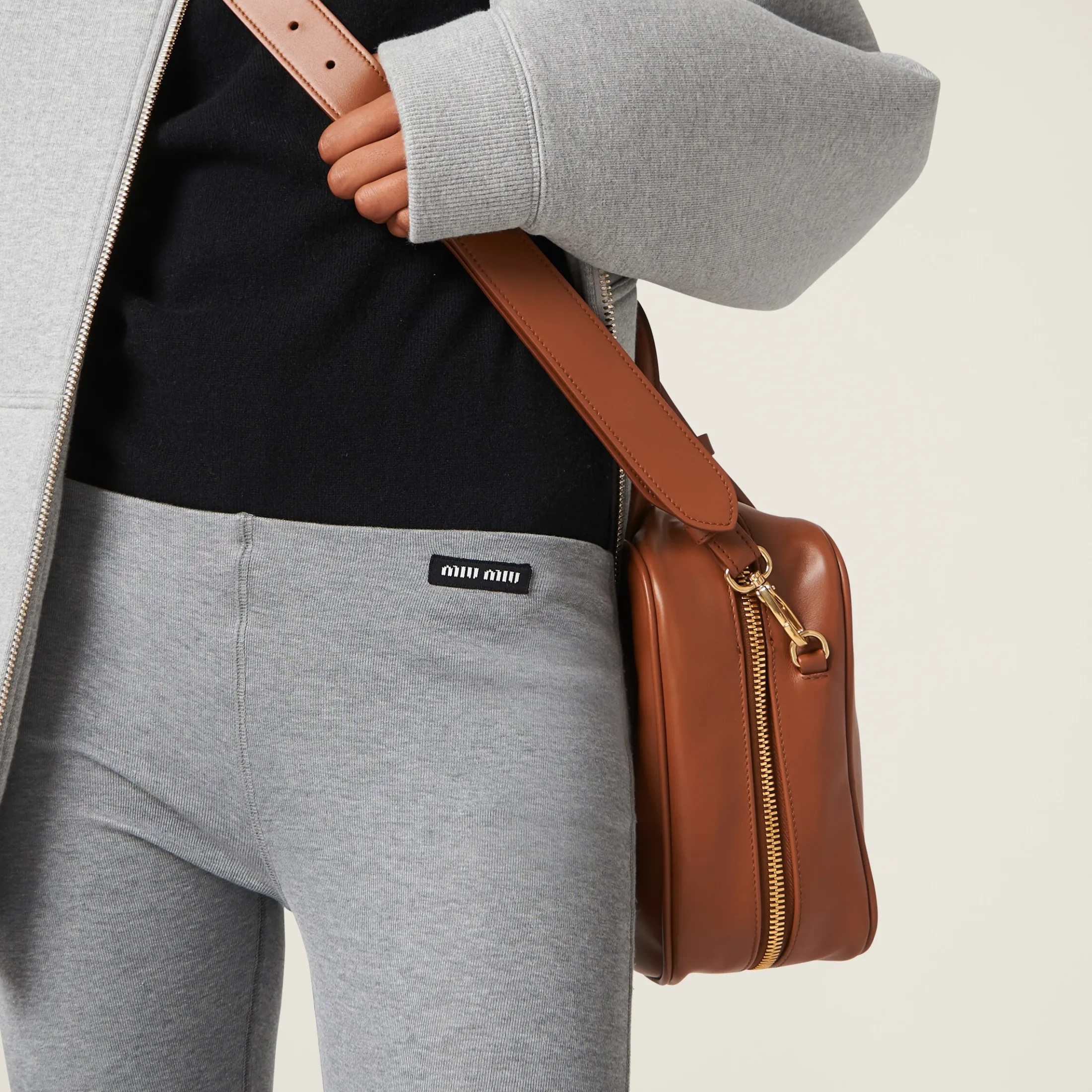 Grey Silk Jersey Pants | Miu Miu