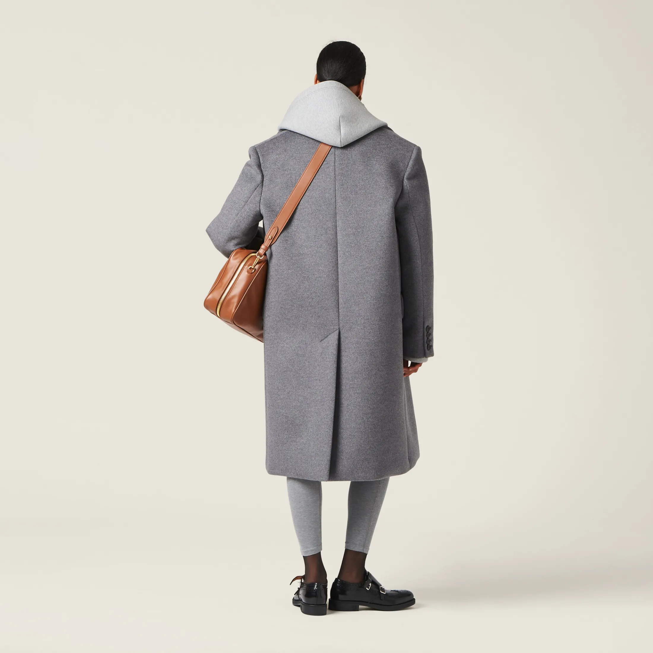 Grey Single-breasted Velour Coat | Miu Miu