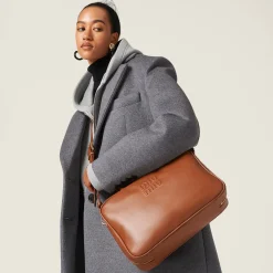 Grey Single-breasted Velour Coat | Miu Miu
