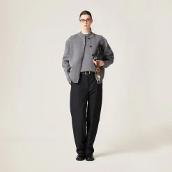 Grey Wool And Nylon Sweater | Miu Miu