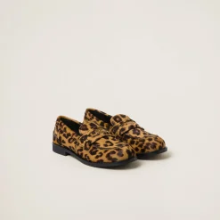 Honey Leopard-print Calf Hair-effect Loafers | Miu Miu