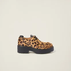 Honey Leopard-print Calf Hair Leather Lace-up Shoes | Miu Miu
