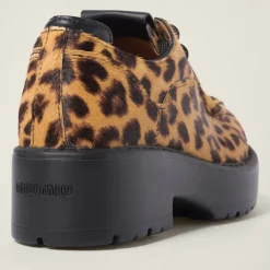 Honey Leopard-print Calf Hair Leather Lace-up Shoes | Miu Miu
