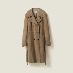 Ice Double-breasted Suede Coat | Miu Miu
