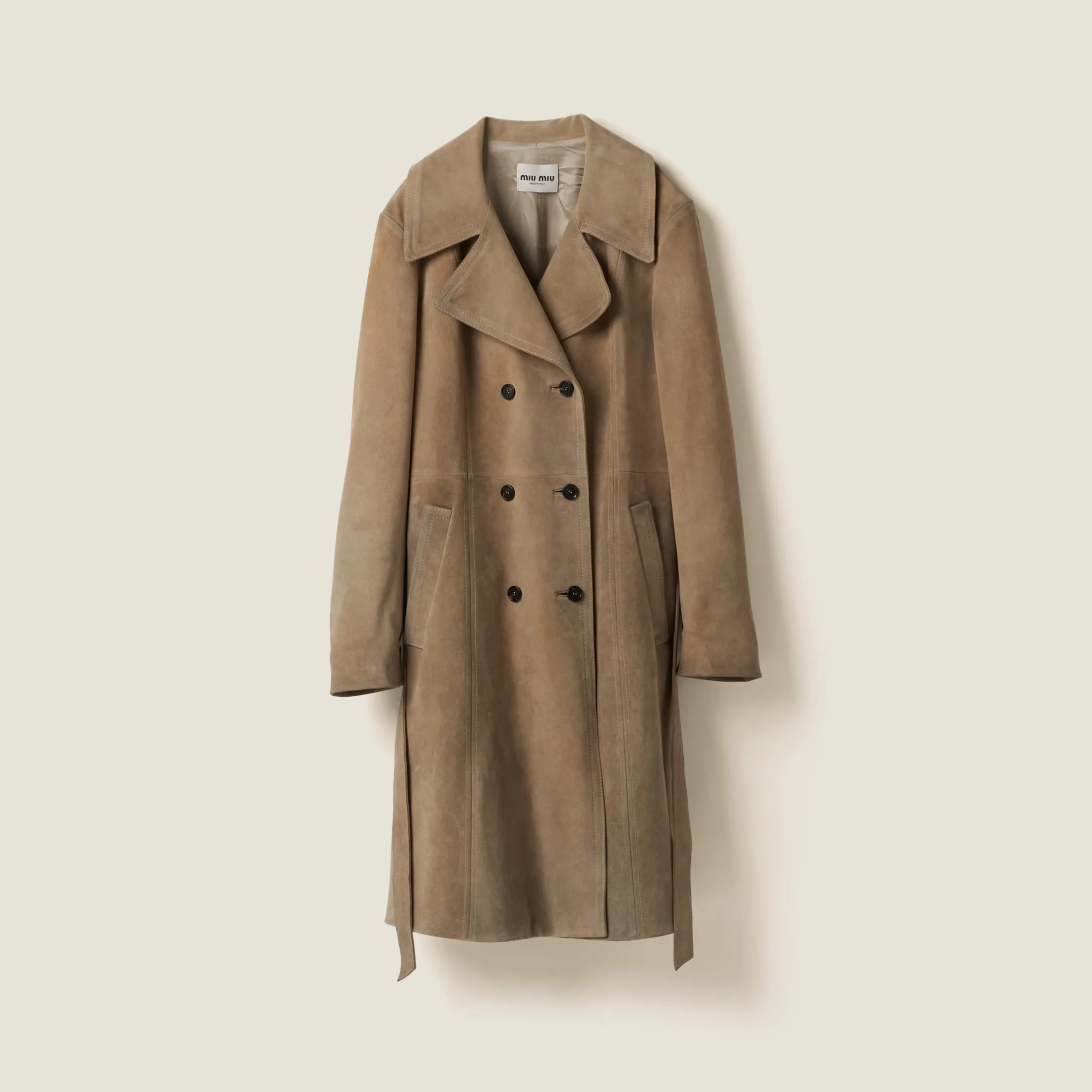 Ice Double-breasted Suede Coat | Miu Miu