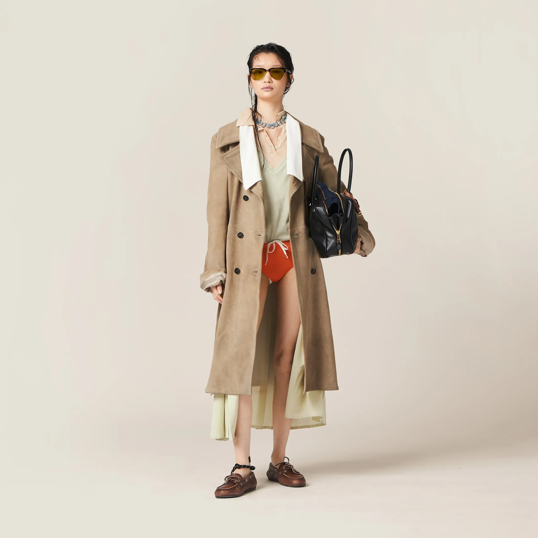 Ice Double-breasted Suede Coat | Miu Miu