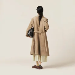 Ice Double-breasted Suede Coat | Miu Miu