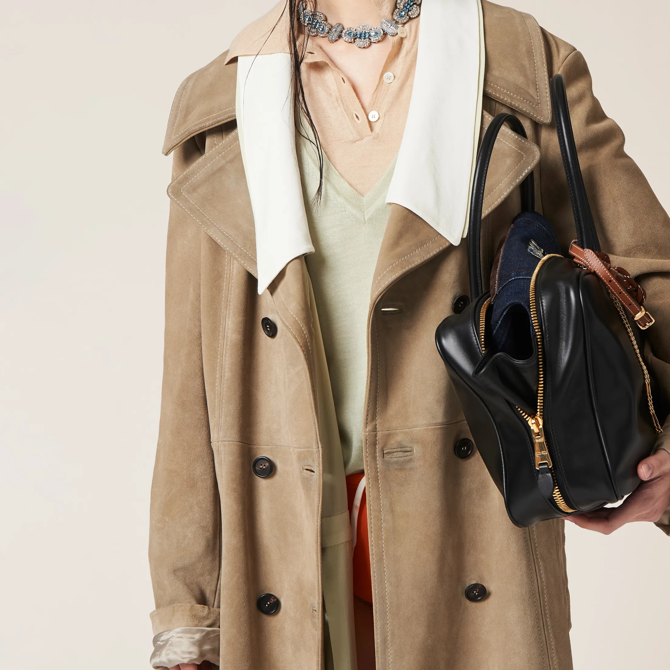 Ice Double-breasted Suede Coat | Miu Miu