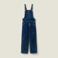 Indigo Blue Long Washed Velvet Overalls | Miu Miu