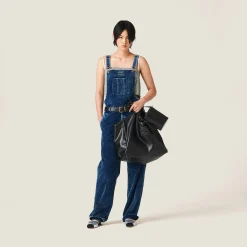 Indigo Blue Long Washed Velvet Overalls | Miu Miu