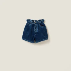 Indigo Blue Washed Corduroy Bermudas | Miu Miu