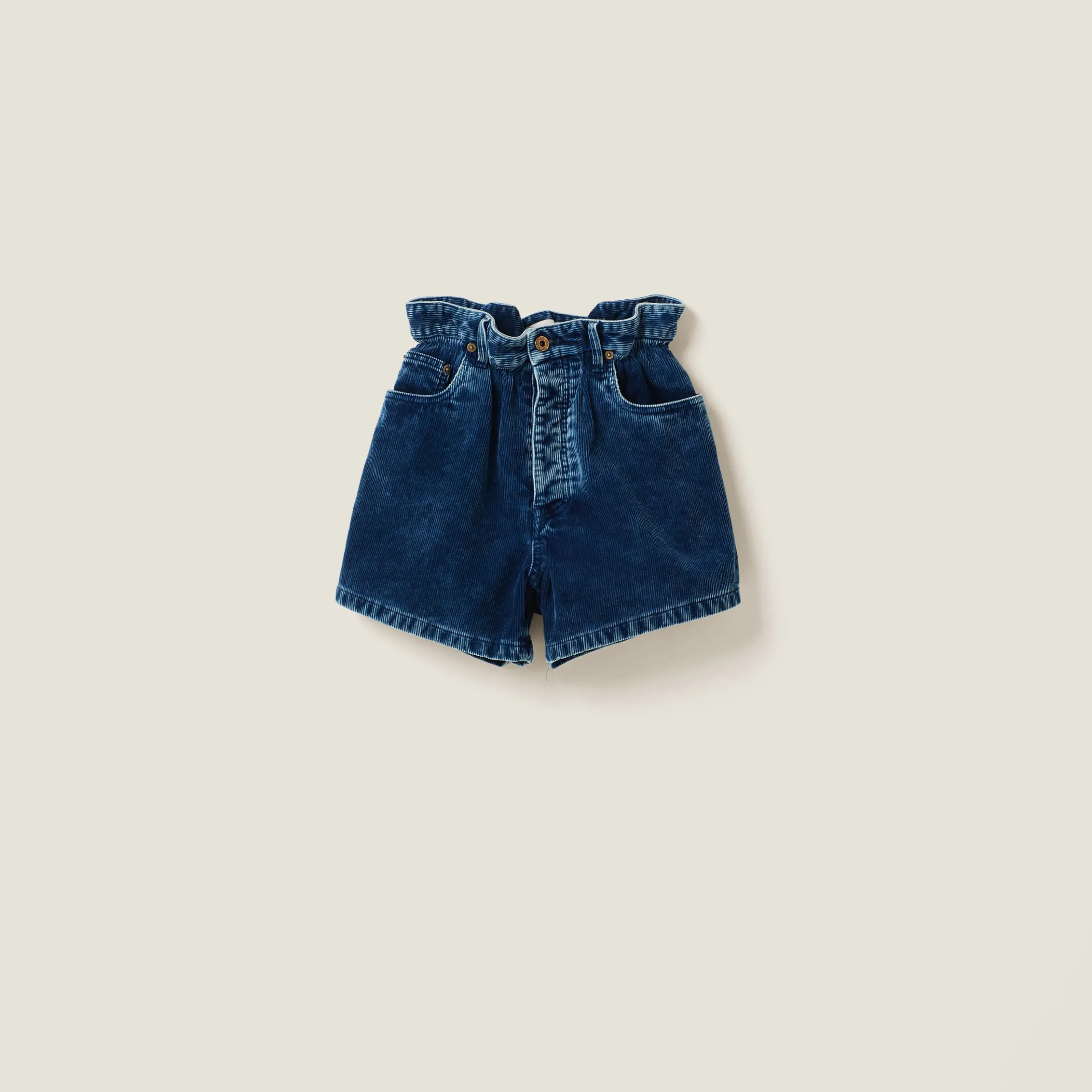 Indigo Blue Washed Corduroy Bermudas | Miu Miu