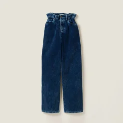 Indigo Blue Washed Corduroy Pants | Miu Miu