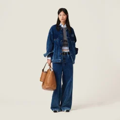 Indigo Blue Washed Corduroy Pants | Miu Miu