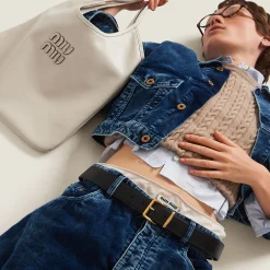 Indigo Blue Washed Corduroy Bermudas | Miu Miu