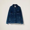 Indigo Blue Washed Velvet Blouson Jacket | Miu Miu