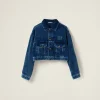 Indigo Blue Washed Velvet Blouson Jacket | Miu Miu