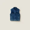 Indigo Blue Washed Velvet Vest | Miu Miu