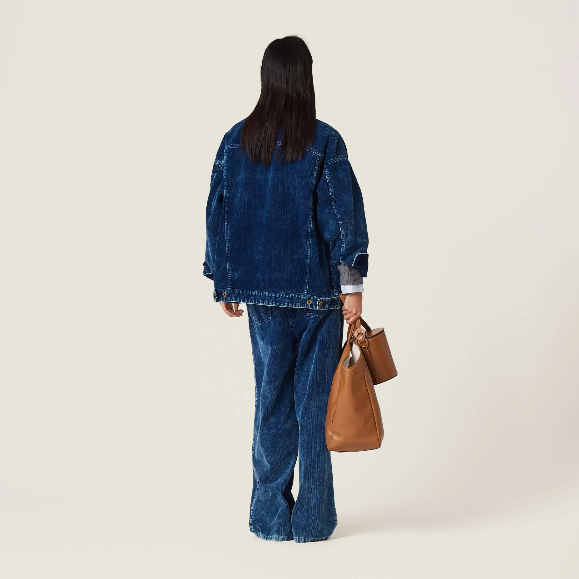 Indigo Blue Washed Velvet Blouson Jacket | Miu Miu