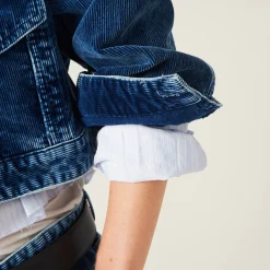 Indigo Blue Washed Velvet Blouson Jacket | Miu Miu