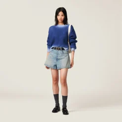Indigo Blue Wool Sweater | Miu Miu