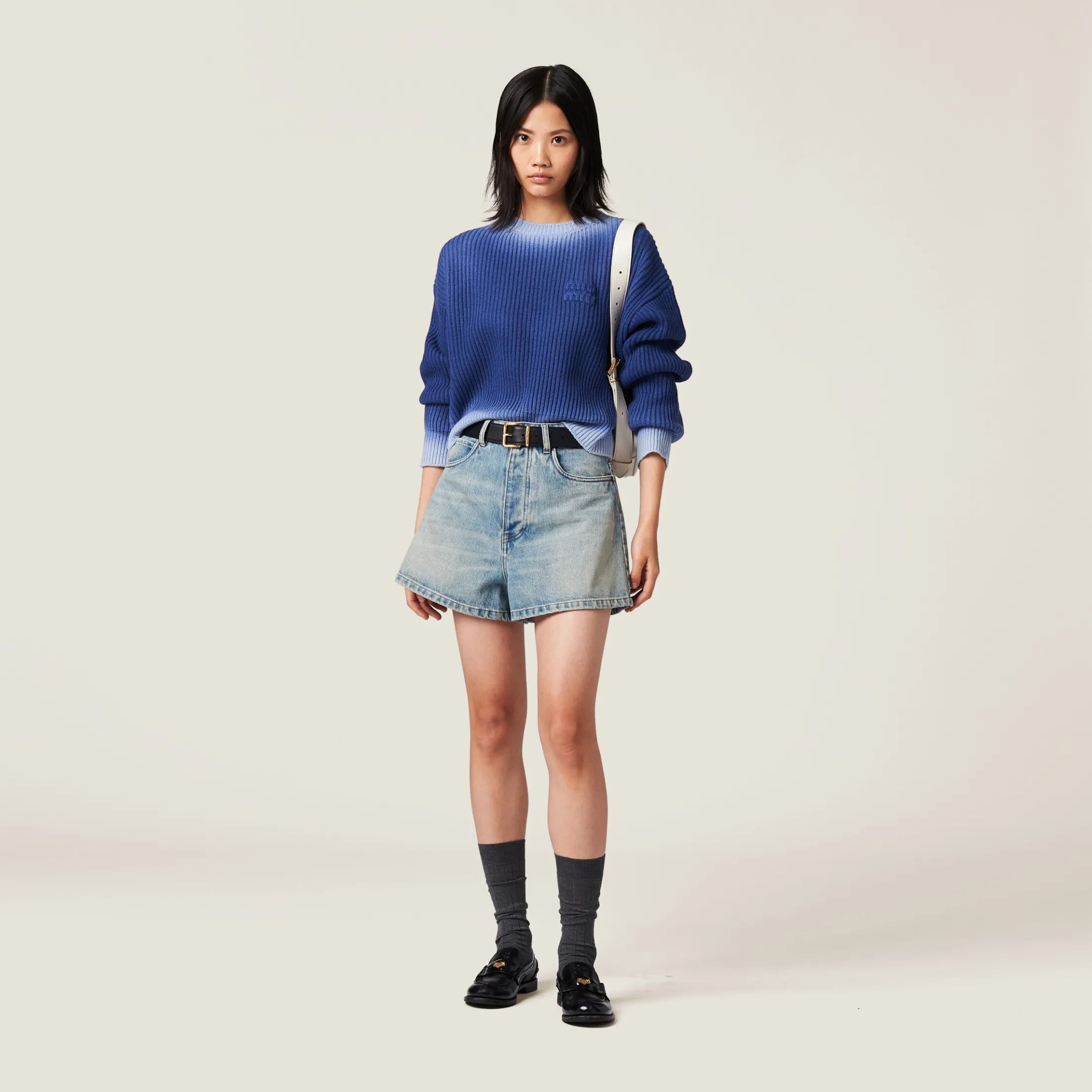Indigo Blue Wool Sweater | Miu Miu