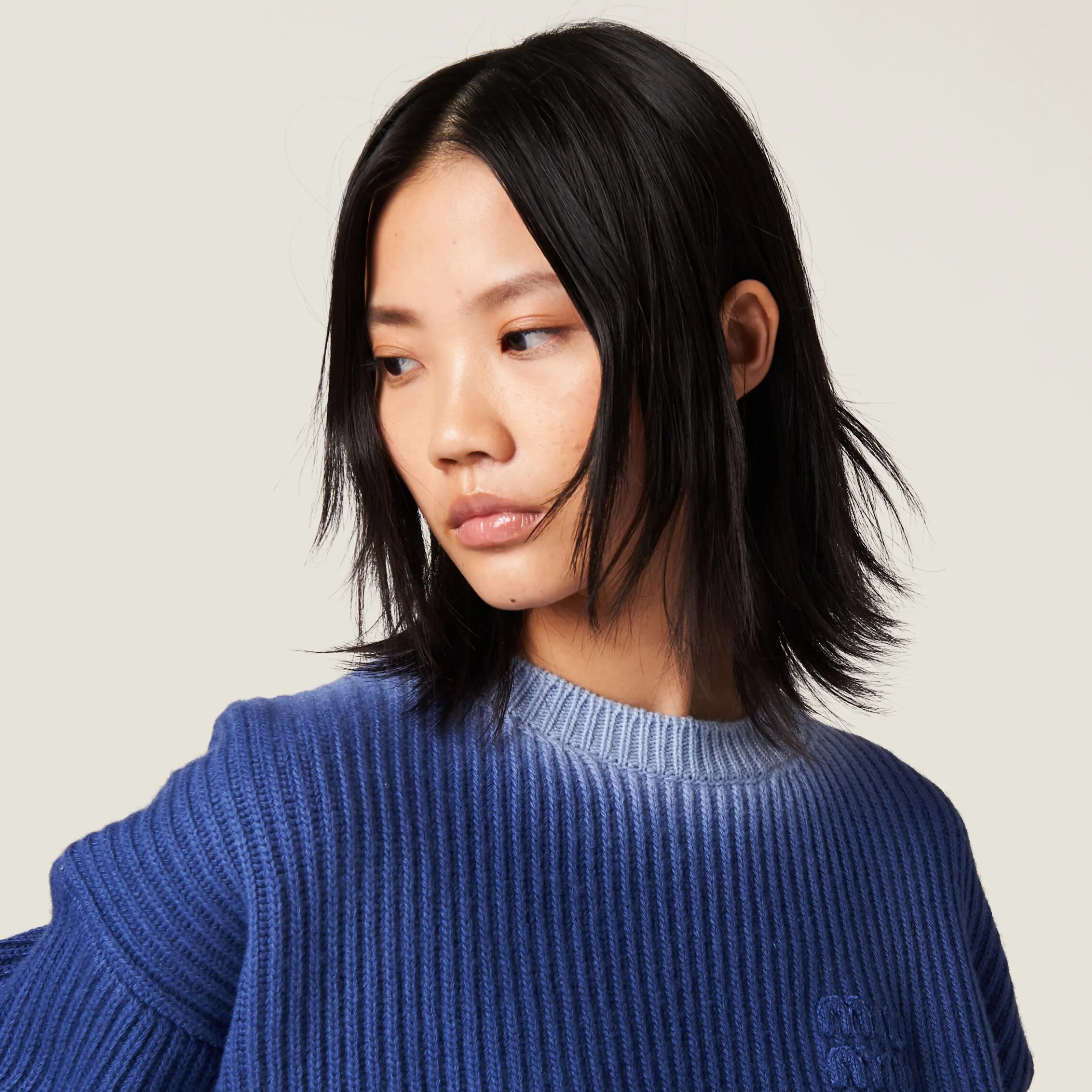Indigo Blue Wool Sweater | Miu Miu