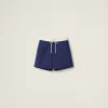 Ink Blue/white Satin Bermudas | Miu Miu