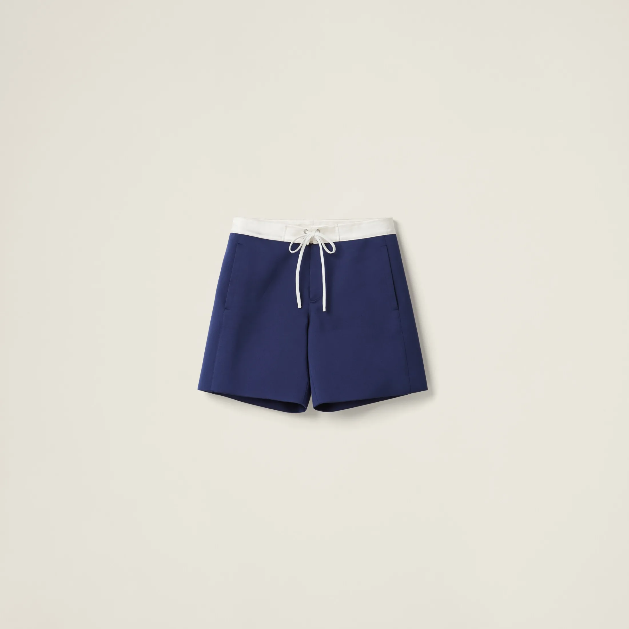 Ink Blue/white Satin Bermudas | Miu Miu