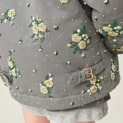 Iron Gray Embroidered Garment-dyed Gabardine Blouson Jacket | Miu Miu