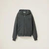 Iron Gray Garment Dyed Cotton Fleece Hoodie | Miu Miu