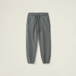 Iron Gray Garment-dyed Cotton Fleece Pants | Miu Miu
