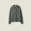 Iron Gray Garment-dyed Cotton Fleece Sweatshirt With Embroidered Logo | Miu Miu