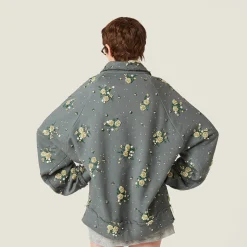 Iron Gray Garment-dyed Cotton Fleece Sweatshirt With Embroidered Logo | Miu Miu