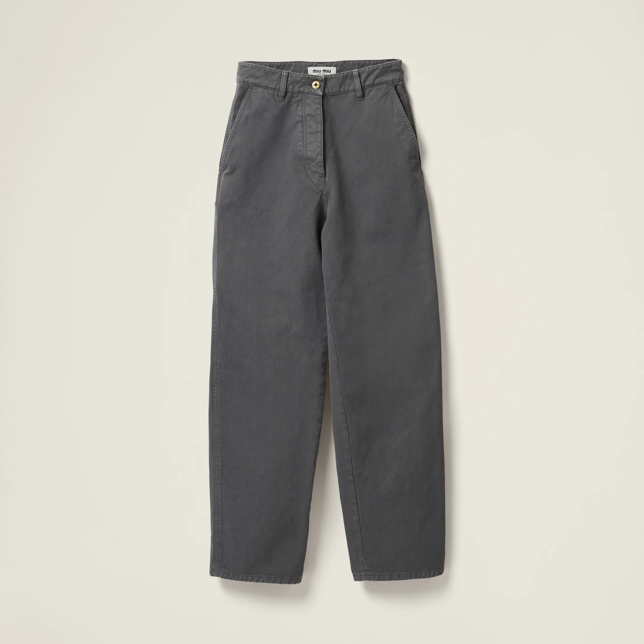 Iron Gray Garment-dyed Gabardine Pants | Miu Miu