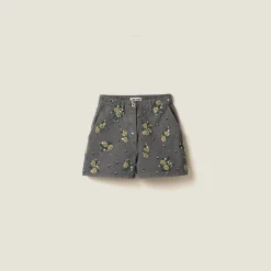 Iron Gray Garment-dyed Gabardine Bermudas | Miu Miu