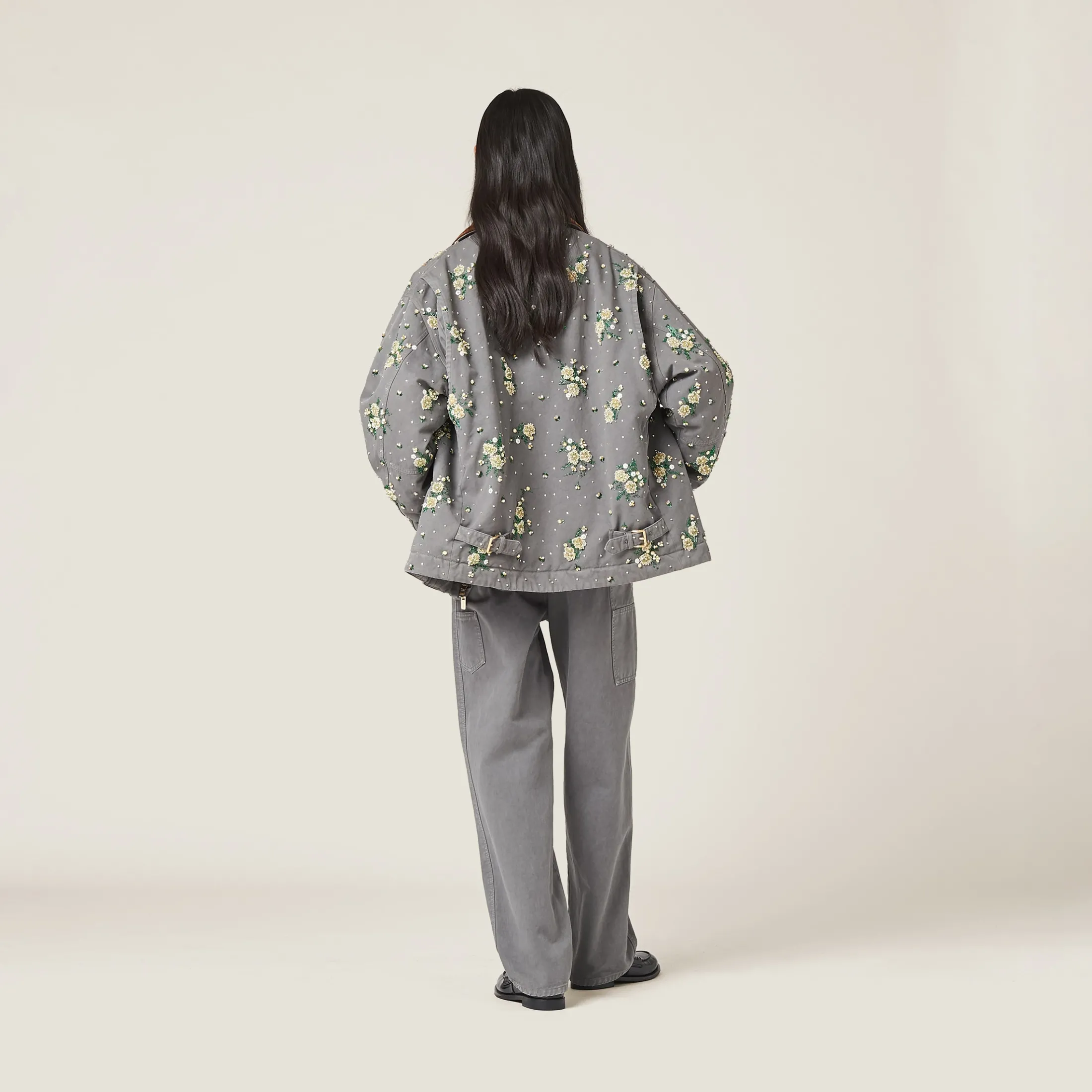 Iron Gray Garment-dyed Gabardine Pants | Miu Miu