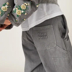 Iron Gray Garment-dyed Gabardine Pants | Miu Miu