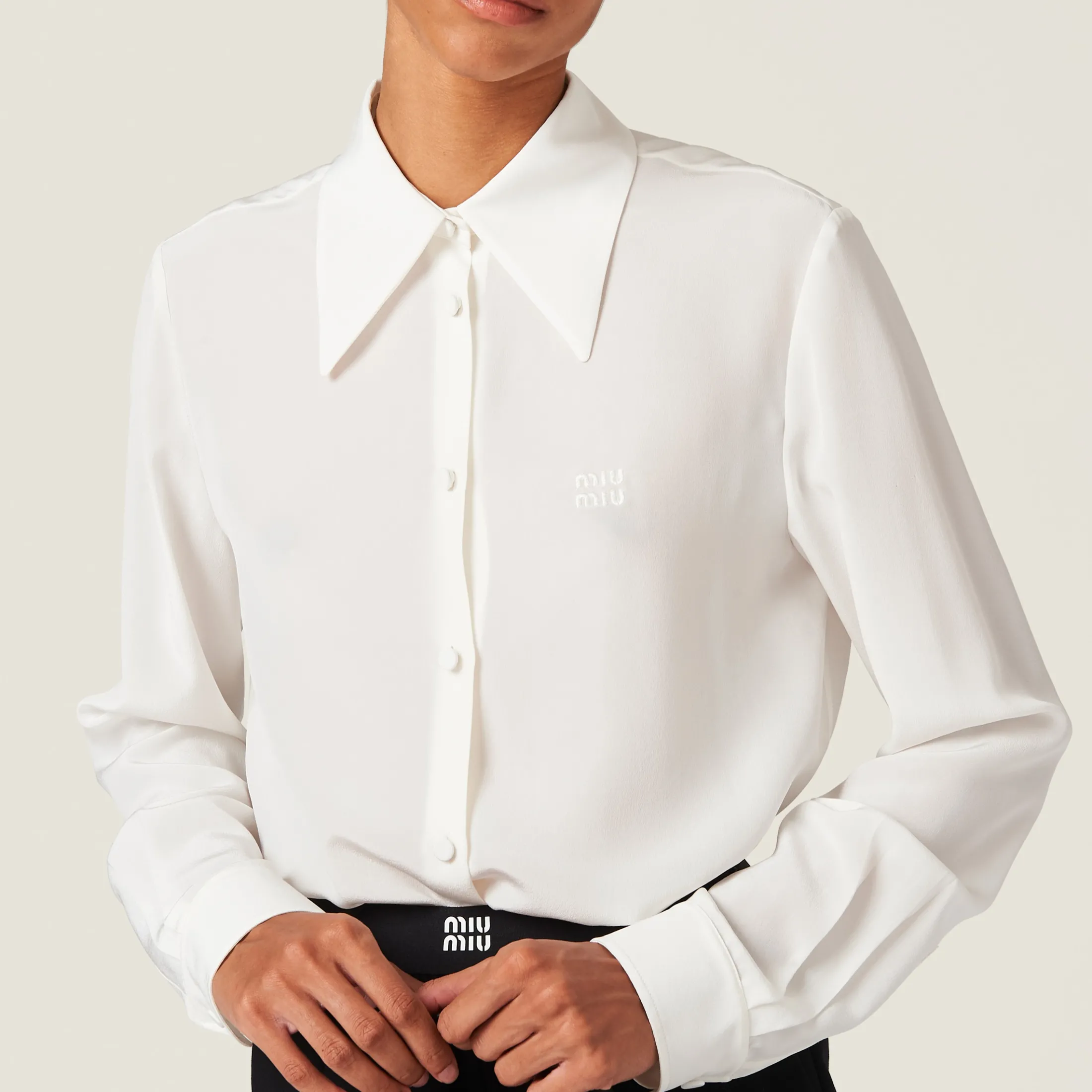 Ivory Crepe De Chine Shirt | Miu Miu